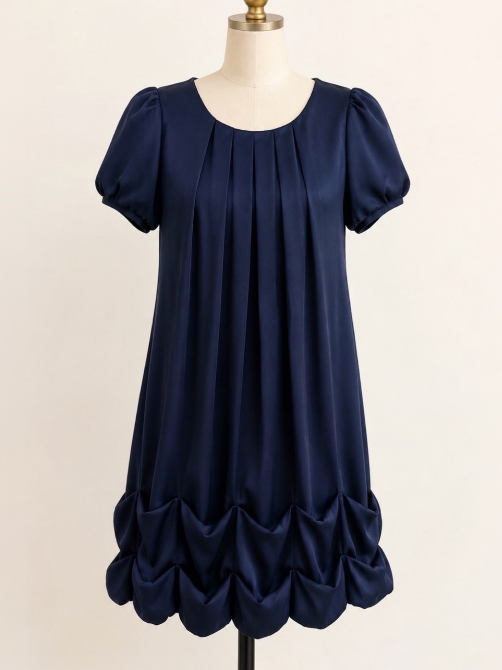 LAISSE PASSE Navy Bubble Hem Puff Sleeve Dress Size 36 Coquette Japanese Fashion - Picture 4 of 8
